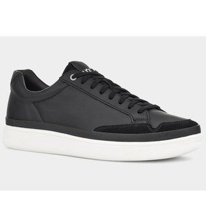 UGG Men's Black Leather Sneakers with White Sole